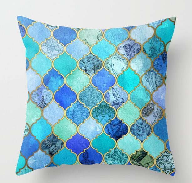 Blue/Green Geometric Cushion cover (45x45cm) - Pretty Little Wish.com