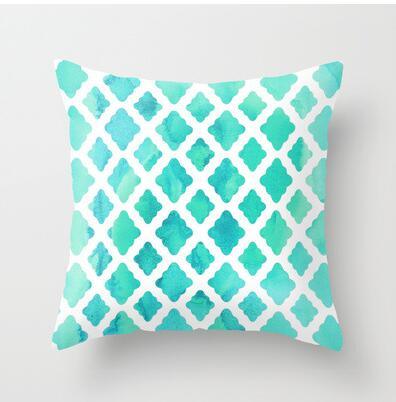 Blue/Green Geometric Cushion cover (45x45cm) - Pretty Little Wish.com