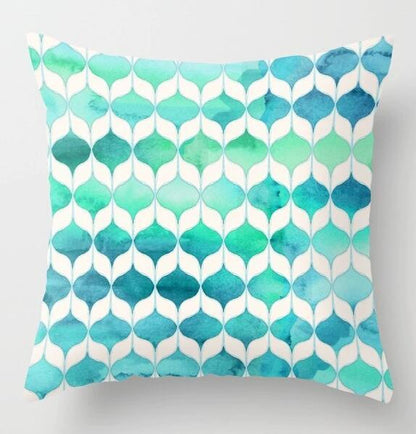 Blue/Green Geometric Cushion cover (45x45cm) - Pretty Little Wish.com