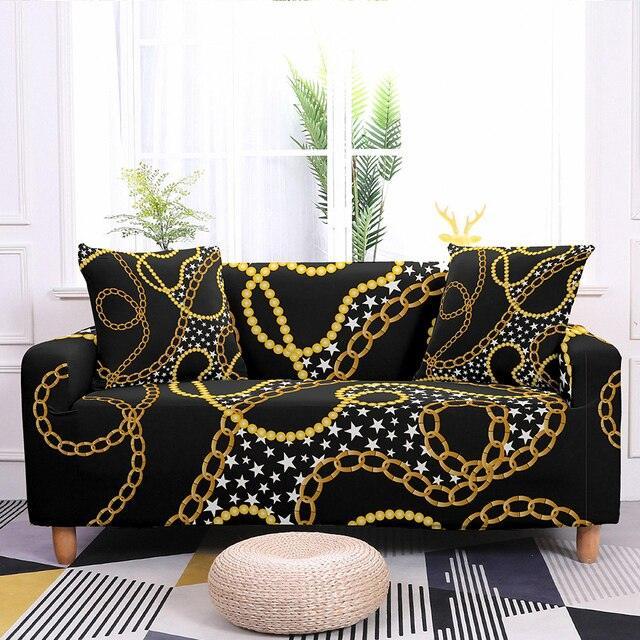 Elastic Chain Printed Sofa L-shape Covers - Pretty Little Wish.com