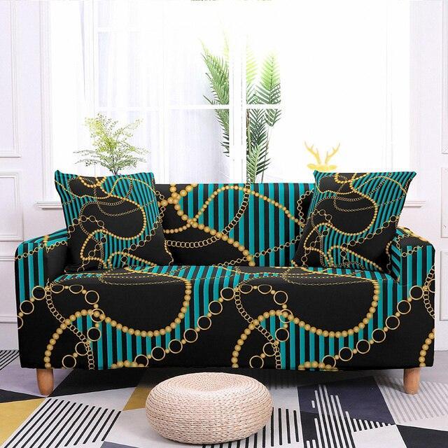 Elastic Chain Printed Sofa L-shape Covers - Pretty Little Wish.com