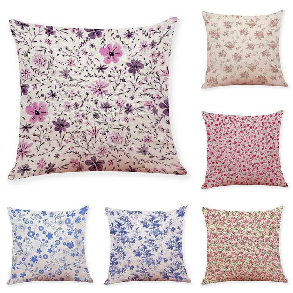 Flower Pattern Cotton Linen Pillowcase - Pretty Little Wish.com