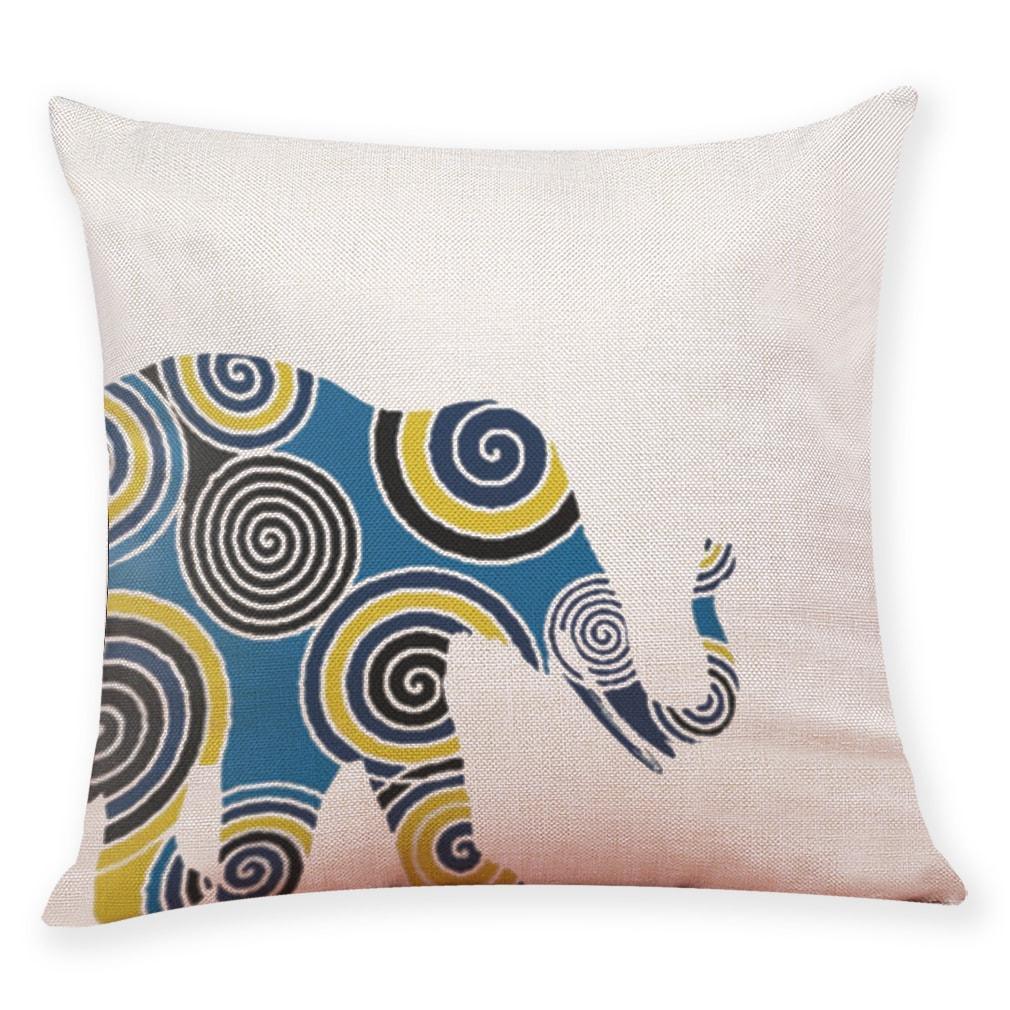 Geometric Elephant Pattern Cotton Pillowcase - Pretty Little Wish.com