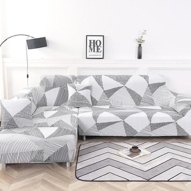 Grey Triangle Pattern Stretch Sofa Cover - Pretty Little Wish.com