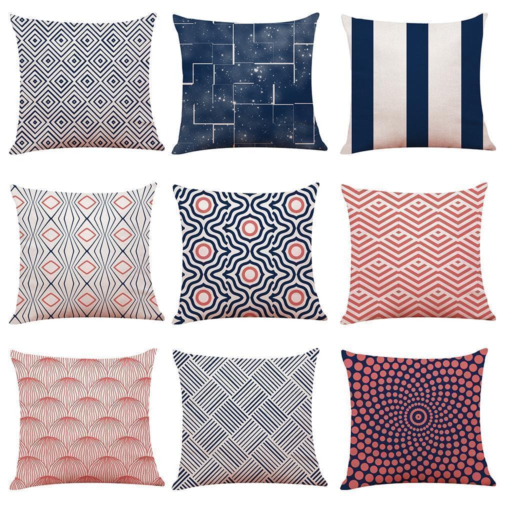 Pink Geometric Pattern Cotton Pillowcase - Pretty Little Wish.com