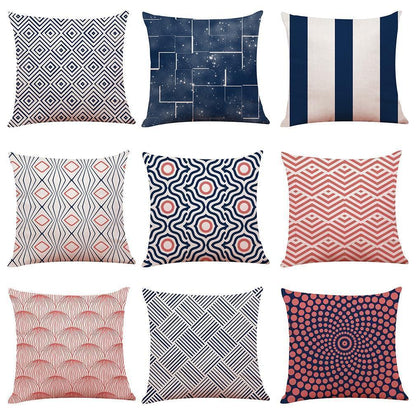 Pink Geometric Pattern Cotton Pillowcase - Pretty Little Wish.com