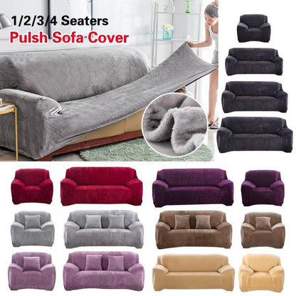 Plush Sofa Cover Stretch Solid Color Thick Slipcover Sofa Covers for Living Room Pets Chair Cover Cushion Cover Sofa Towel 1PC - Pretty Little Wish.com