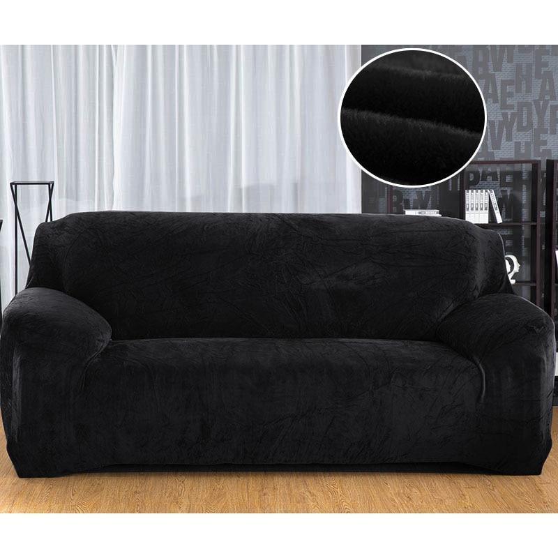 Plush Sofa Cover Stretch Solid Color Thick Slipcover Sofa Covers for Living Room Pets Chair Cover Cushion Cover Sofa Towel 1PC - Pretty Little Wish.com