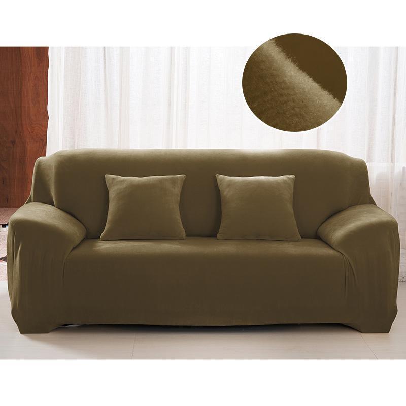 Plush Sofa Cover Stretch Solid Color Thick Slipcover Sofa Covers for Living Room Pets Chair Cover Cushion Cover Sofa Towel 1PC - Pretty Little Wish.com