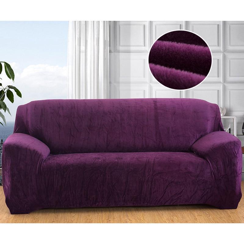 Plush Sofa Cover Stretch Solid Color Thick Slipcover Sofa Covers for Living Room Pets Chair Cover Cushion Cover Sofa Towel 1PC - Pretty Little Wish.com