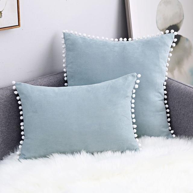 Pompon Hair Ball Lace Cushion Cover Pillow Case - Pretty Little Wish.com