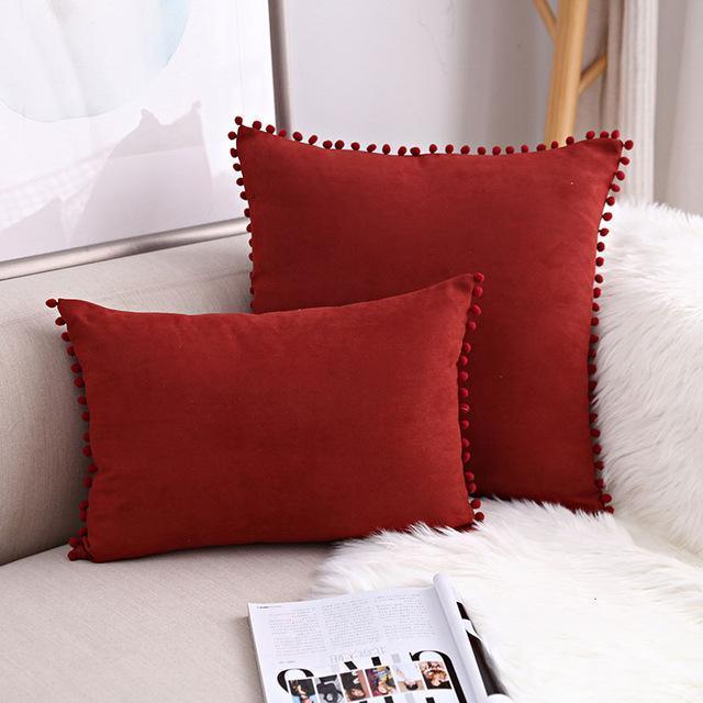 Pompon Hair Ball Lace Cushion Cover Pillow Case - Pretty Little Wish.com