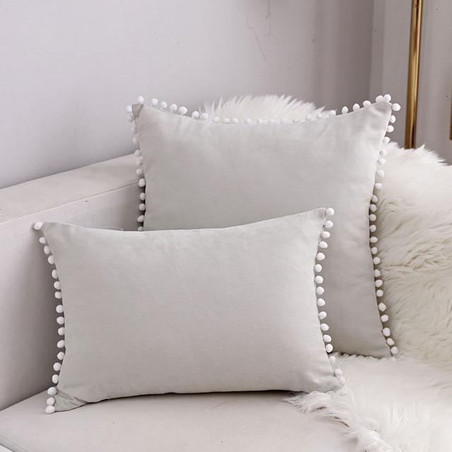 Pompon Hair Ball Lace Cushion Cover Pillow Case - Pretty Little Wish.com