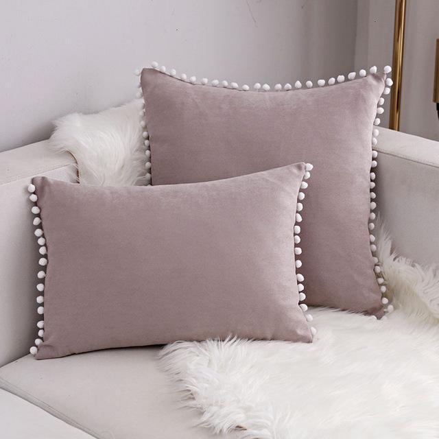 Pompon Hair Ball Lace Cushion Cover Pillow Case - Pretty Little Wish.com