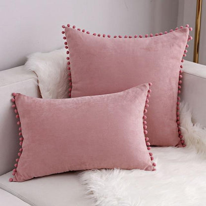 Pompon Hair Ball Lace Cushion Cover Pillow Case - Pretty Little Wish.com