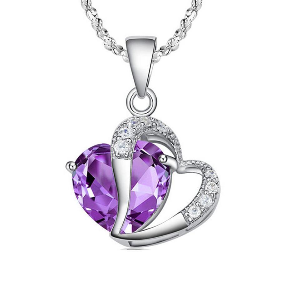 Purple Crystal Heart Necklace - Pretty Little Wish.com