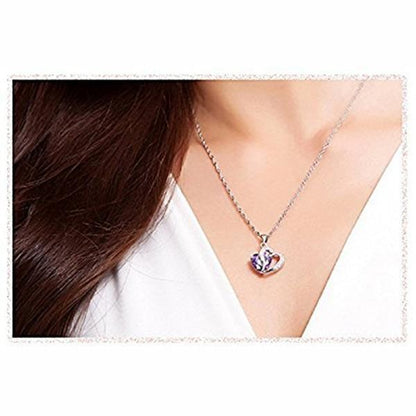 Purple Crystal Heart Necklace - Pretty Little Wish.com