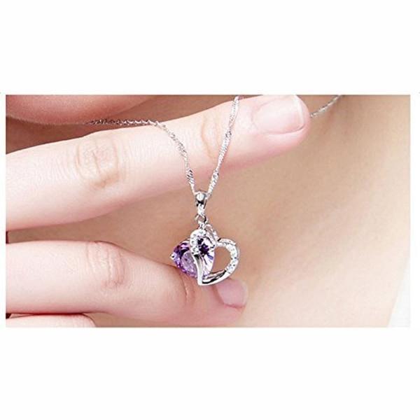 Purple Crystal Heart Necklace - Pretty Little Wish.com