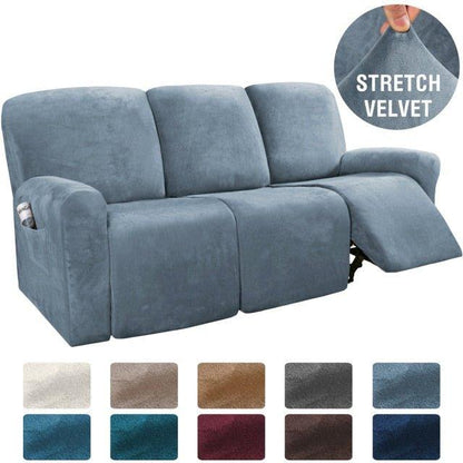 Stretch Velvet 1-2-3 Seater All-inclusive Elastic Recliner Sofas Cover Non-slip Convertible Reclining Relax Armchair Sofa Cover - Pretty Little Wish.com