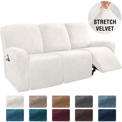 Stretch Velvet 1-2-3 Seater All-inclusive Elastic Recliner Sofas Cover Non-slip Convertible Reclining Relax Armchair Sofa Cover - Pretty Little Wish.com