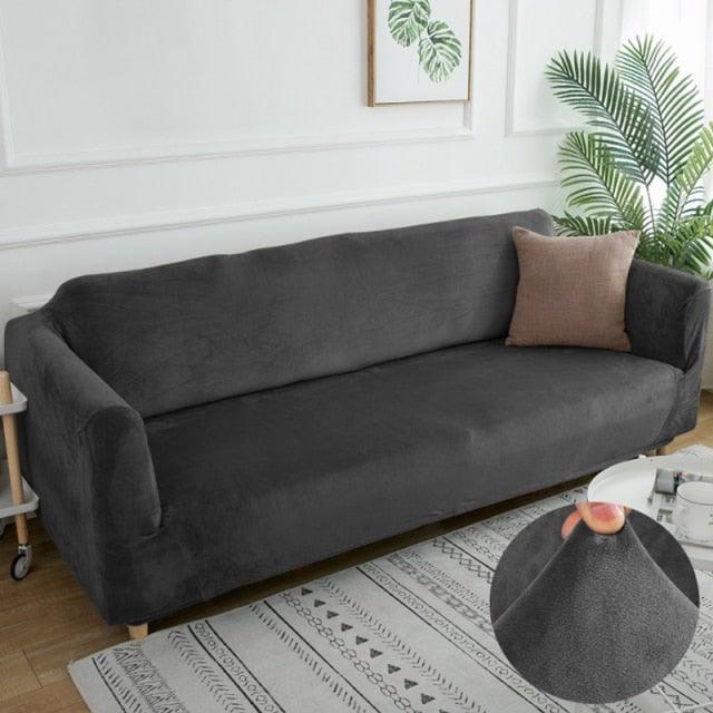 Velvet Thicken Sofa Cover Modern Solid Color Elastic Furniture Couch Slipcover Stretch All-inclusive Sofa Covers for Living Room - Pretty Little Wish.com