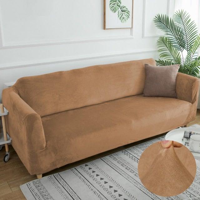 Velvet Thicken Sofa Cover Modern Solid Color Elastic Furniture Couch Slipcover Stretch All-inclusive Sofa Covers for Living Room - Pretty Little Wish.com