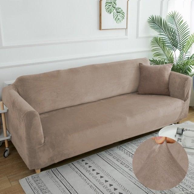 Velvet Thicken Sofa Cover Modern Solid Color Elastic Furniture Couch Slipcover Stretch All-inclusive Sofa Covers for Living Room - Pretty Little Wish.com